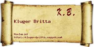 Kluger Britta névjegykártya